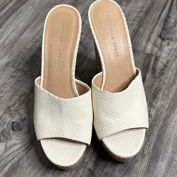 Veronica Beard Dali Snakeskin Platform Cork Sandals 9.5 - Picture 2 of 6